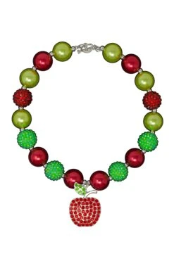 Apple Rhinestone Bubblegum Necklace