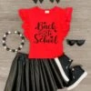 "Back To School" Pleather Skirt Set -Children's boutique clothing back to school pleather skirt set skirt set sparkle in pink 29197700595786
