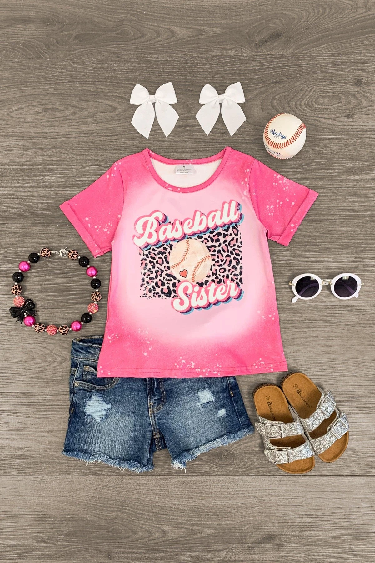 "Baseball Sister" Pink Cheetah Top 3 "Baseball Sister" Pink Cheetah Top