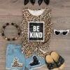 "Be Kind" Leopard Distressed Denim Short Set -Children's boutique clothing be kind leopard distressed denim short set outfit sparkle in pink 912827