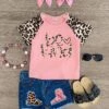 "Be Kind" Pink Sequin Cheetah Distressed Short Set 2 "Be Kind" Pink Sequin Cheetah Distressed Short Set -Children's boutique clothing be kind pink sequin cheetah distressed short set outfit sparkle in pink 29149867180106