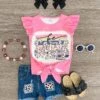 "Be Salty" Distressed Denim Short Set -Children's boutique clothing be salty distressed denim short set outfit sparkle in pink 29149871636554