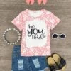 "Be-You-Tiful" Pink Floral Denim Short Set -Children's boutique clothing be you tiful pink floral denim short set outfit sparkle in pink 28778976149578