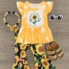 "Believe In Yourself" Sunflower Bell Bottom Set -Children's boutique clothing believe in yourself sunflower bell bottom set outfit sparkle in pink 301766
