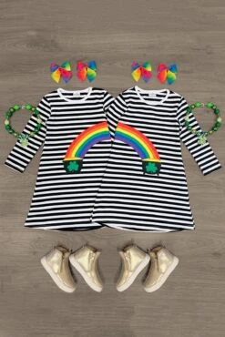 Best Friends Black & White Stripe Pot Of Gold Dress