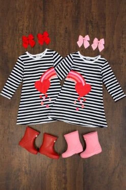 Best Friends Heart Rainbow Stripe Dress -Children's boutique clothing best friends heart rainbow stripe dress dress sparkle in pink 13925105664074