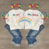 "Best Friends" Split Rainbow Top -Children's boutique clothing best friends split rainbow top top sparkle in pink 28186739802186