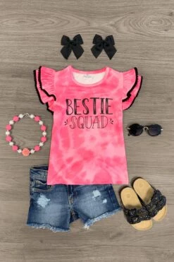 "Bestie Squad" Black & Pink Top -Children's boutique clothing bestie squad black pink top top sparkle in pink 587914