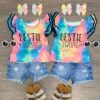 "Bestie Squad" Tie Dye Ruffle Short Sleeve Top -Children's boutique clothing bestie squad tie dye ruffle short sleeve top top sparkle in pink 694586