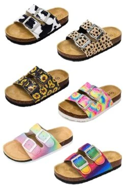 Patterned Birkley Sandals