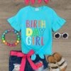 "Birthday Girl" Denim Short Set 2 "Birthday Girl" Denim Short Set -Children's boutique clothing birthday girl denim short set outfit sparkle in pink 341434