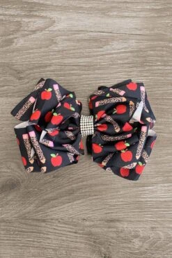 Black Cheetah Pencil & Apple Bow