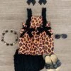 Black & Cheetah Ruffle Bubble Short Set