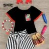 Black Crayon Striped Short Set -Children's boutique clothing black crayon striped short set outfit sparkle in pink 29173658648650