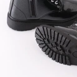 Black Glitter Lace-Up Combat Boots -Children's boutique clothing black glitter lace up combat boots footwear sparkle in pink 401348