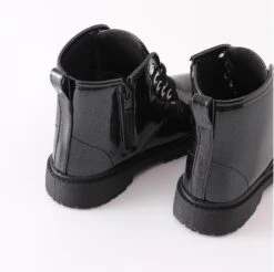 Black Glitter Lace-Up Combat Boots -Children's boutique clothing black glitter lace up combat boots footwear sparkle in pink 463443