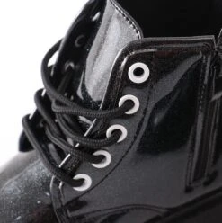 Black Glitter Lace-Up Combat Boots -Children's boutique clothing black glitter lace up combat boots footwear sparkle in pink 676182