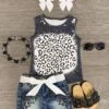 Black & White Cheetah Denim Short Set -Children's boutique clothing black white cheetah denim short set outfit sparkle in pink 606615