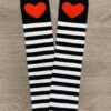 Black White Stripe Socks With Red Heart -Children's boutique clothing black white stripe socks with red heart accessory sparkle in pink 175994