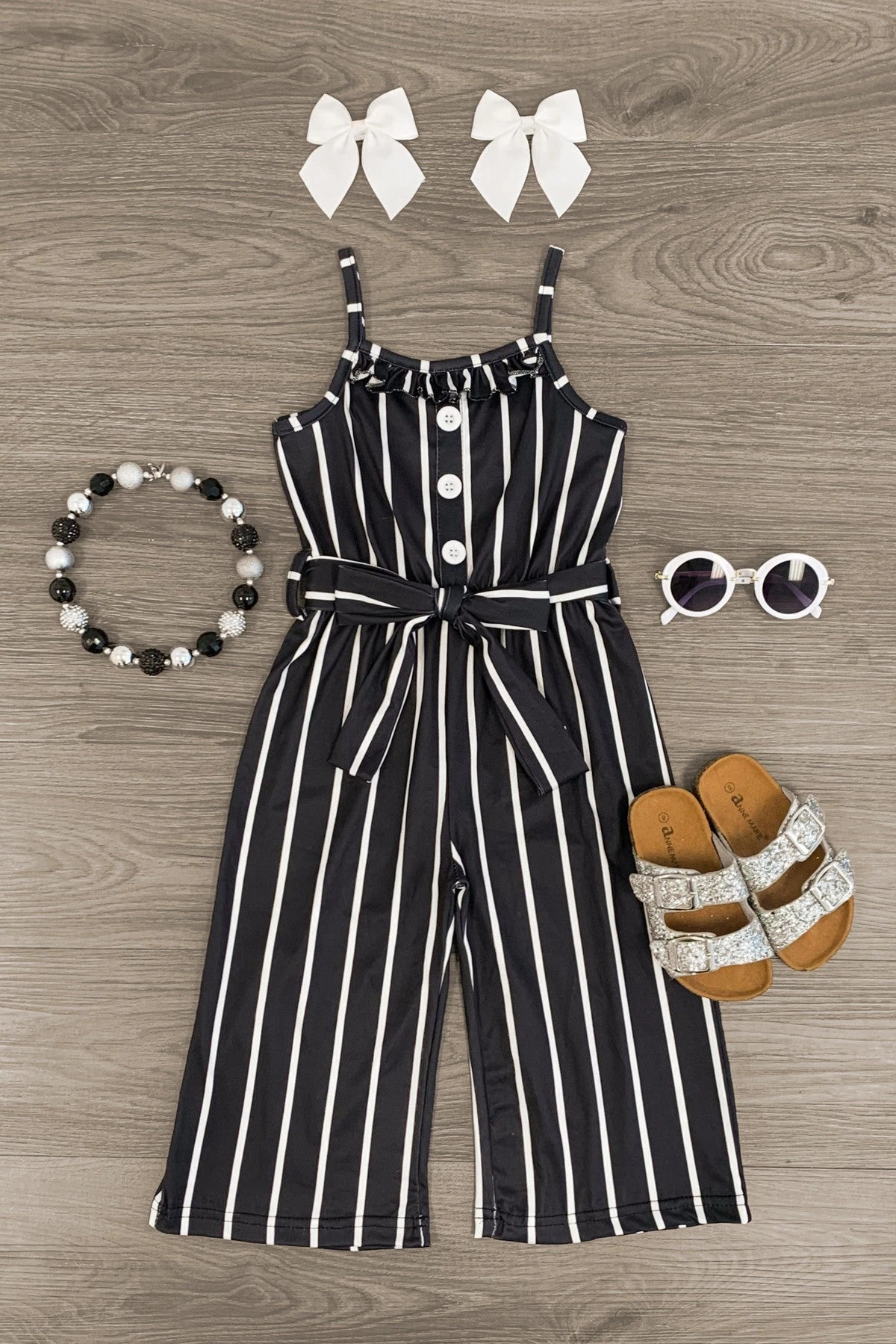 Striped Tie Waist Jumpsuit 4 Striped Tie Waist Jumpsuit - Image 2