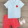 Blue & Red Apple Short Set -Children's boutique clothing blue red apple short set boy sparkle in pink 29173659697226