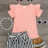Blush Stripe Tie Short Set -Children's boutique clothing blush stripe tie short set outfit sparkle in pink 14295670521930