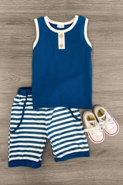 Boy Stripe Short Set -Children's boutique clothing boy stripe short set many colors boy sparkle in pink 29149930782794