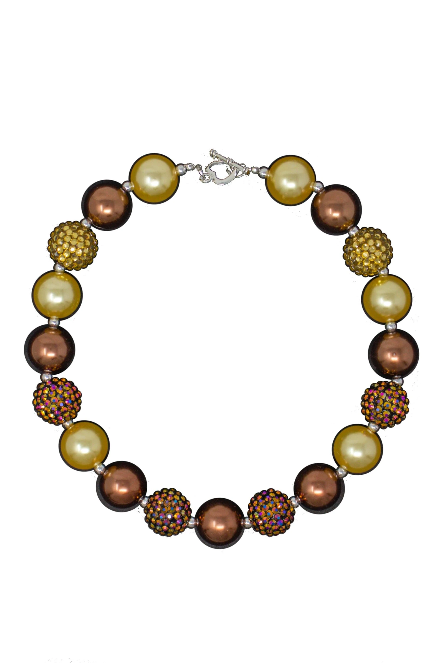 Brown & Gold Bubblegum Necklace 3 Brown & Gold Bubblegum Necklace