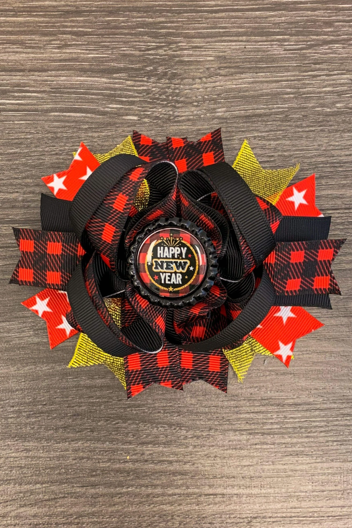Buffalo Plaid "Happy New Year" Bow 3 Buffalo Plaid "Happy New Year" Bow