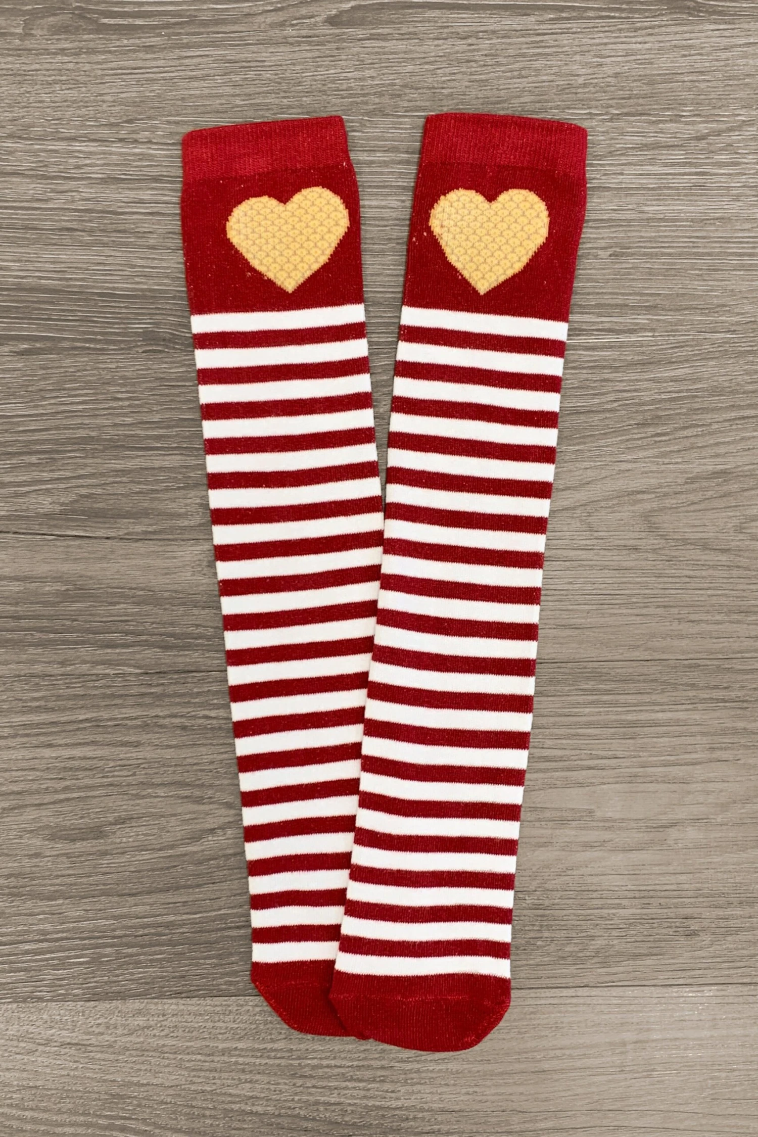 Burgundy & White Stripe Heart Socks 3 Burgundy & White Stripe Heart Socks