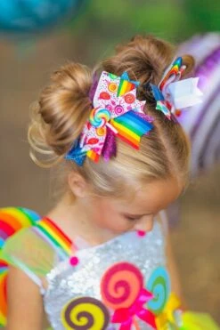 Candyland Hair Bow -Children's boutique clothing candyland hair bow accessory sparkle in pink 760932