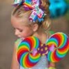 Candyland Hair Bow 1 Candyland Hair Bow -Children's boutique clothing candyland hair bow accessory sparkle in pink 929120