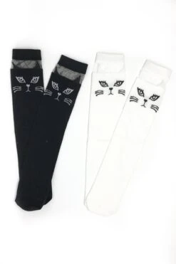 Cat Knee High Socks - Black & White 8 Cat Knee High Socks - Black & White -Children's boutique clothing cat knee high socks black or white footwear sparkle in pink 28603296088138