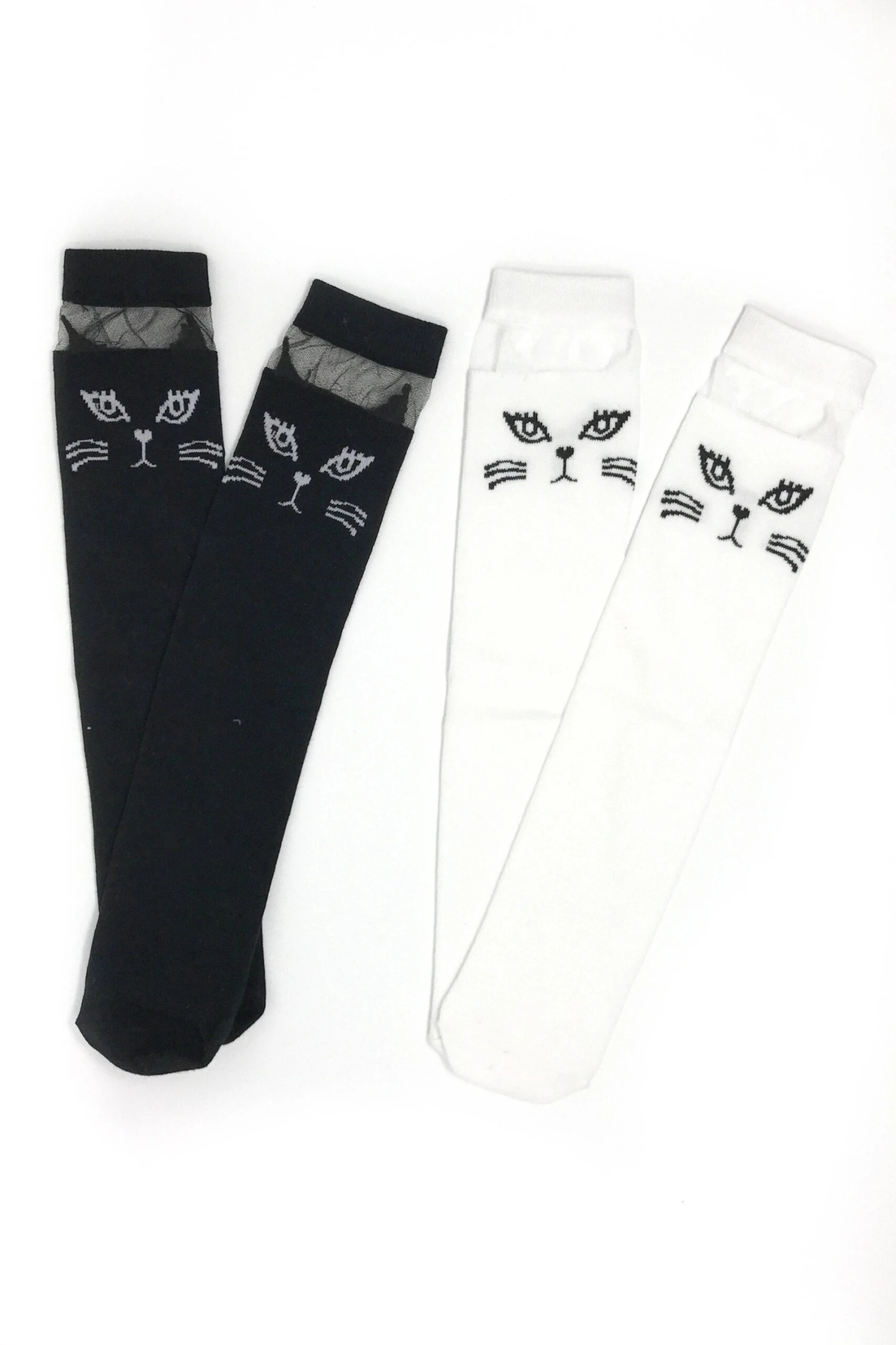 Cat Knee High Socks - Black & White 5 Cat Knee High Socks - Black & White - Image 3