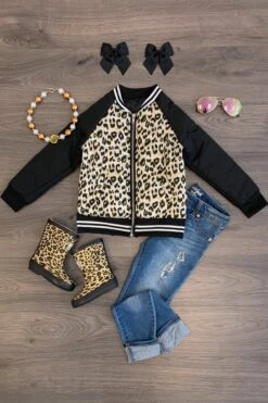 Cheetah Bomber Jacket -Children's boutique clothing cheetah bomber jacket jacket vest sparkle in pink 13926291898442