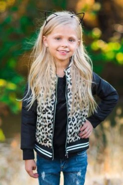 Cheetah Bomber Jacket -Children's boutique clothing cheetah bomber jacket jacket vest sparkle in pink 13926304841802