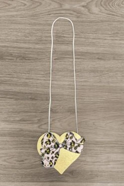 Cheetah Bow Gold Glitter Heart Purse