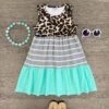 Cheetah & Gray Striped Mint Dress 1 Cheetah & Gray Striped Mint Dress -Children's boutique clothing cheetah gray striped mint dress dress sparkle in pink 453380