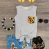 Cheetah Sunflower Tie Top Denim Short Set -Children's boutique clothing cheetah sunflower denim short set outfit sparkle in pink 13925998100554