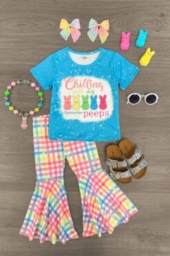 "Chilling With My Favorite Peeps" Blue Bell Bottom Set