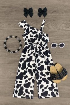 Cow Print One Shoulder Jumpsuit