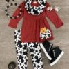 Cow Print Pumpkin Scarf Set -Children's boutique clothing cow print pumpkin scarf set outfit sparkle in pink 29382838747210