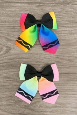 Crayon Trendy Bows - RAINBOW!