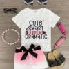"Cute, Smart & A Tiny Bit Dramatic" Denim Short Set -Children's boutique clothing cute smart a tiny bit dramatic denim short set outfit sparkle in pink 29303189602378