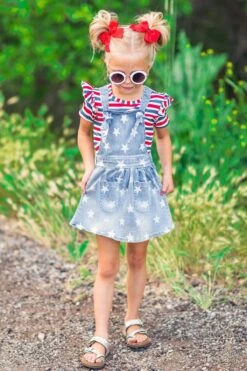 Denim Star Overall Tie Knot Jumper 9 Denim Star Overall Tie Knot Jumper -Children's boutique clothing denim star overall tie knot jumper dress sparkle in pink 13925876236362