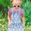 Denim Star Overall Tie Knot Jumper -Children's boutique clothing denim star overall tie knot jumper dress sparkle in pink 13925877088330