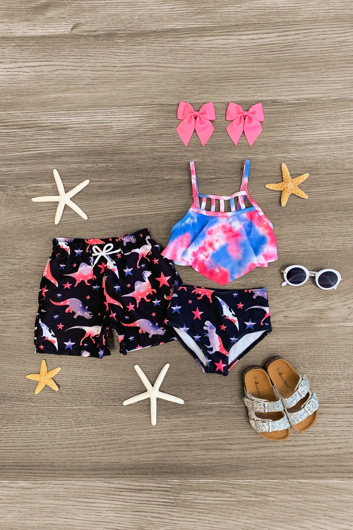 Dinosaurs Stars & Tie Dye Swimsuit - Boy & Girl! 3 Dinosaurs Stars & Tie Dye Swimsuit - Boy & Girl!