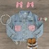 Distressed Denim Sequin Pocket Jacket -Children's boutique clothing distressed denim sequin pocket jacket jacket vest sparkle in pink 14881505869898 ee627869 28f8 4097 a547 64d626056c8e