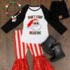 "Don't Stop Believin'" Santa Bell Bottom Set 1 "Don't Stop Believin'" Santa Bell Bottom Set -Children's boutique clothing don t stop believin bell bottom set outfit sparkle in pink 13926725943370