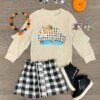 "Farm Fresh Pumpkins" Plaid Skirt Set -Children's boutique clothing farm fresh pumpkins plaid skirt set skirt set sparkle in pink 677372